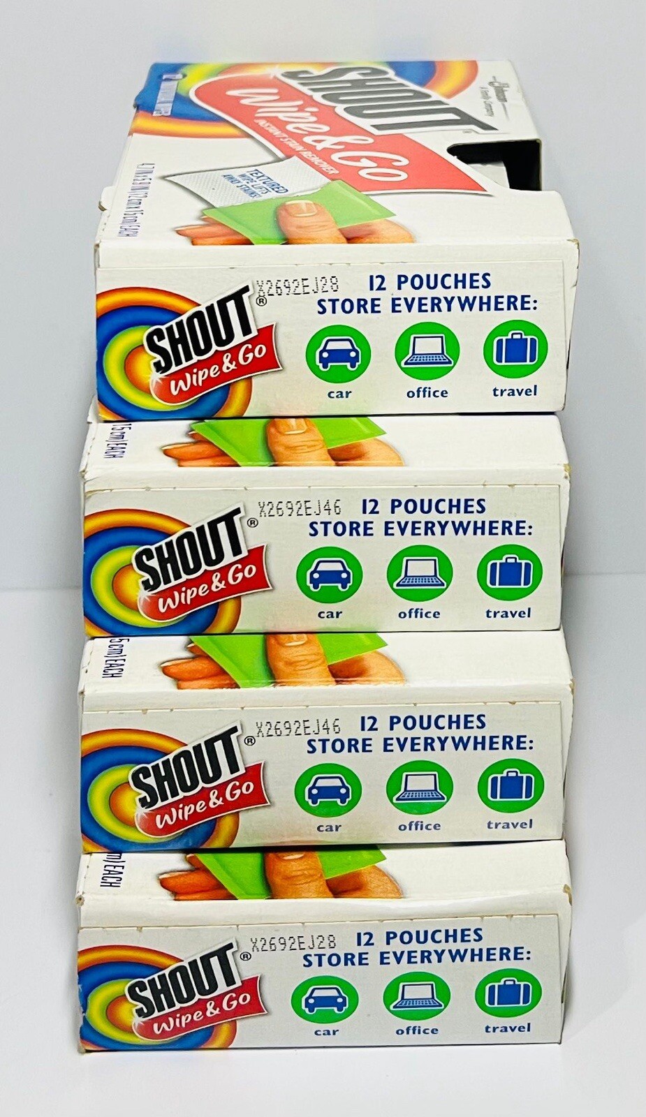 Shout Wipe & Go Instant Stain Remover – 12 Individual Wipes – NEW ✅4 PACK