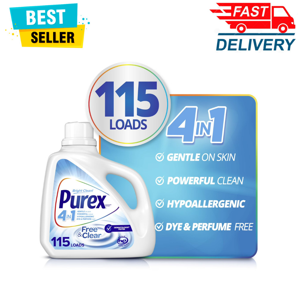New Purex Free & Clear Liquid Laundry Detergent for Sensitive Skin, 150 fl oz