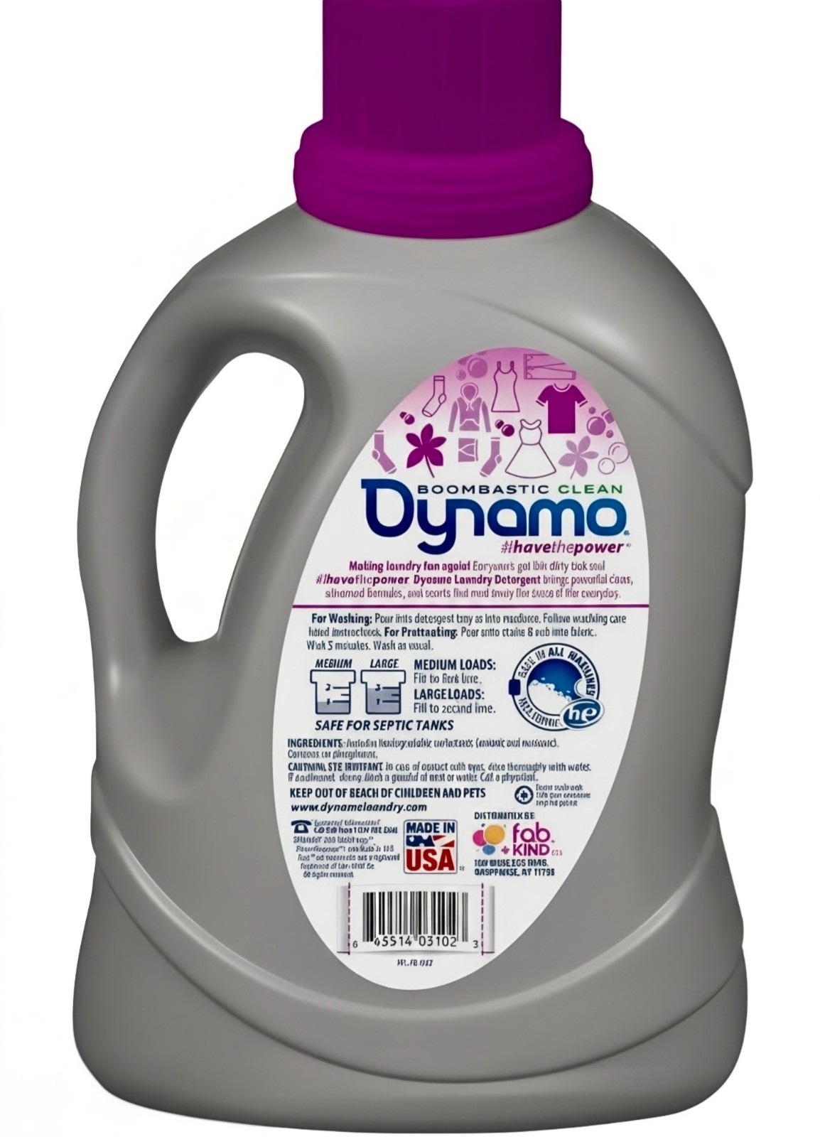 Dynamo Laundry Detergent Purple Wildflowers HE Oxy Boost Hypoallergenic 60 Loads