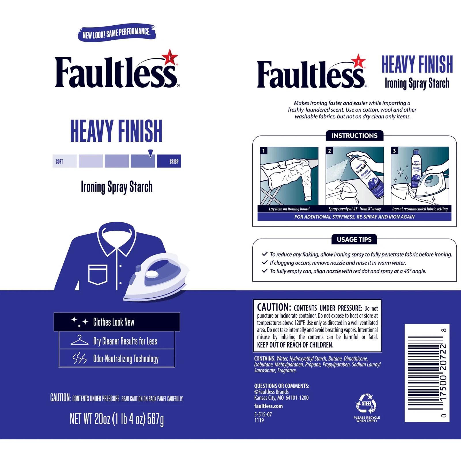 Faultless Niagara Heavy Finish Ironing Spray Starch; Pack of 3 – 20 oz/bottle
