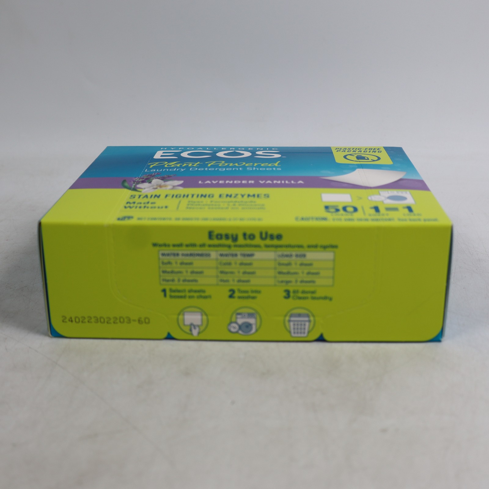 2 PACK ECOS Laundry Detergent Sheets Vegan, No Plastic Jug, Liquid Free, 50ct EA