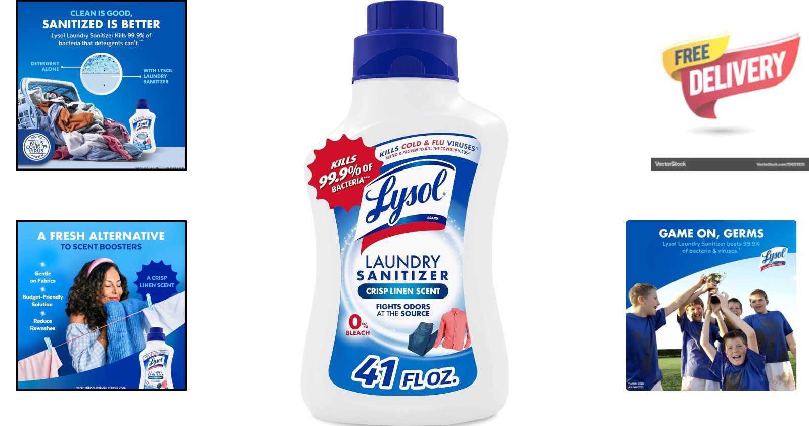 Disinfectant Laundry Sanitizer – Odor Eliminator in Crisp Linen, 41 Fl Oz