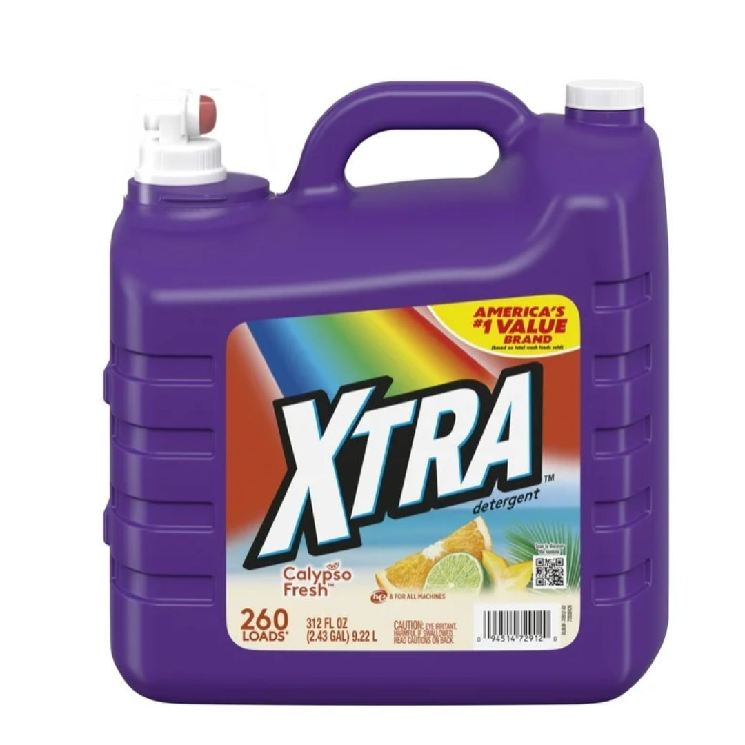 Xtra Liquid Laundry Detergent Soap, Calypso Fresh Scent, 312 fl oz, 260 Loads