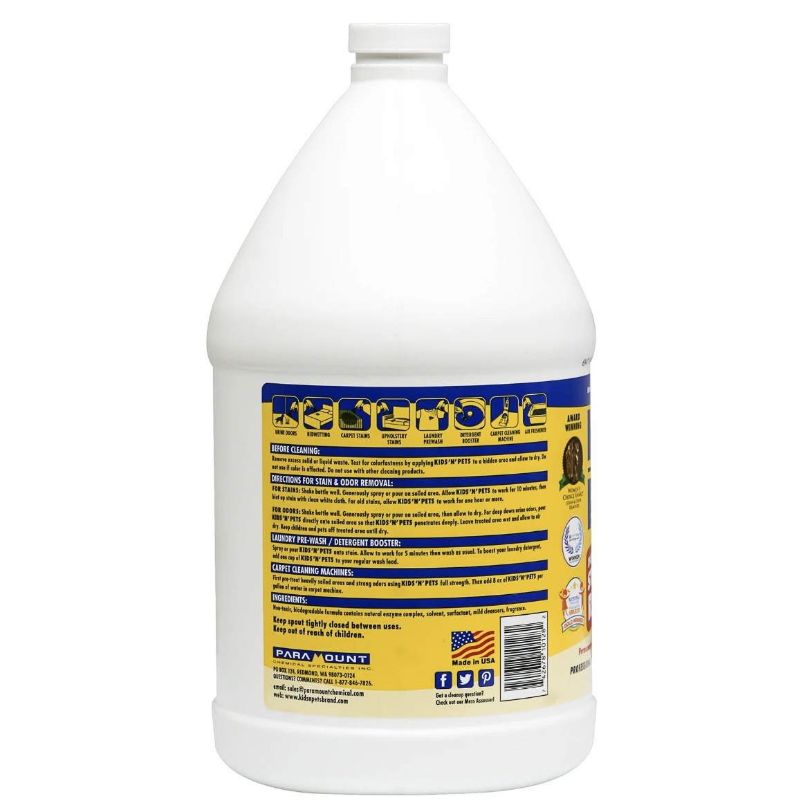 KIDS ‘N’ PETS-Instant All-Purpose Stain & Odor Remover – 4 Pack – 1 Gal. Bottles