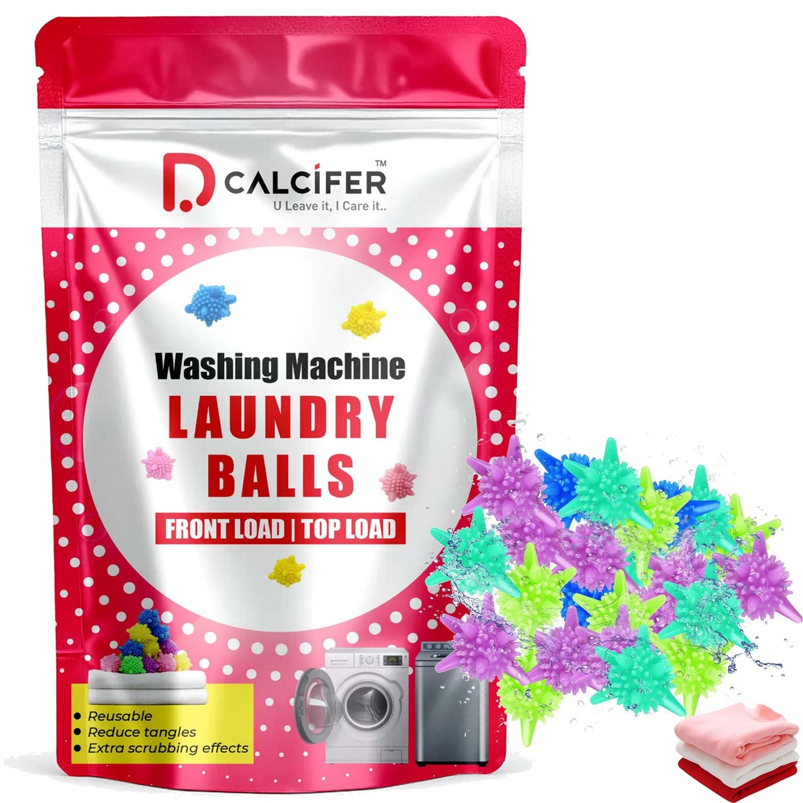 Dcalcifer Reusable Washing Machine Cleaner Balls, Pack of 15, Tangle Free