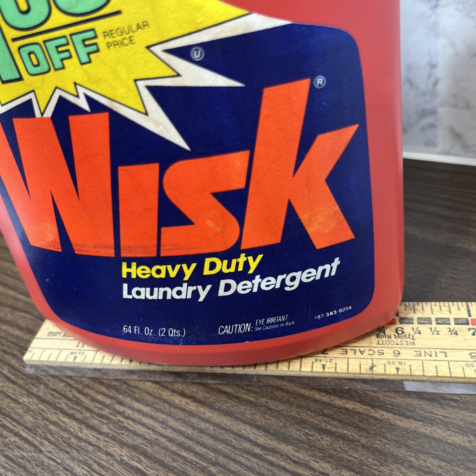 VTG Wisk laundry detergent 64oz Bottle 20% Full 80s 90s Prop