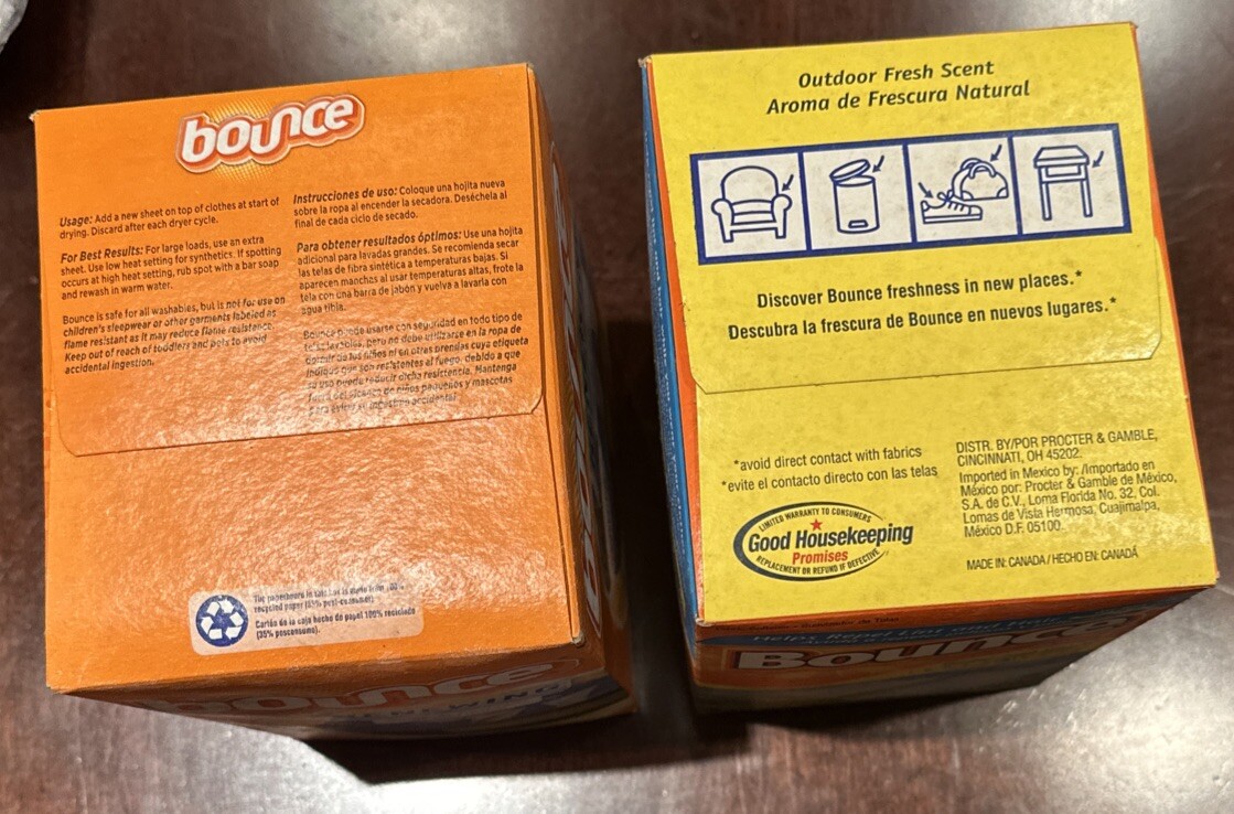 Bounce Dryer Sheets 496 Outdoor Fresh Softens Reduces Wrinkles Static Renewing
