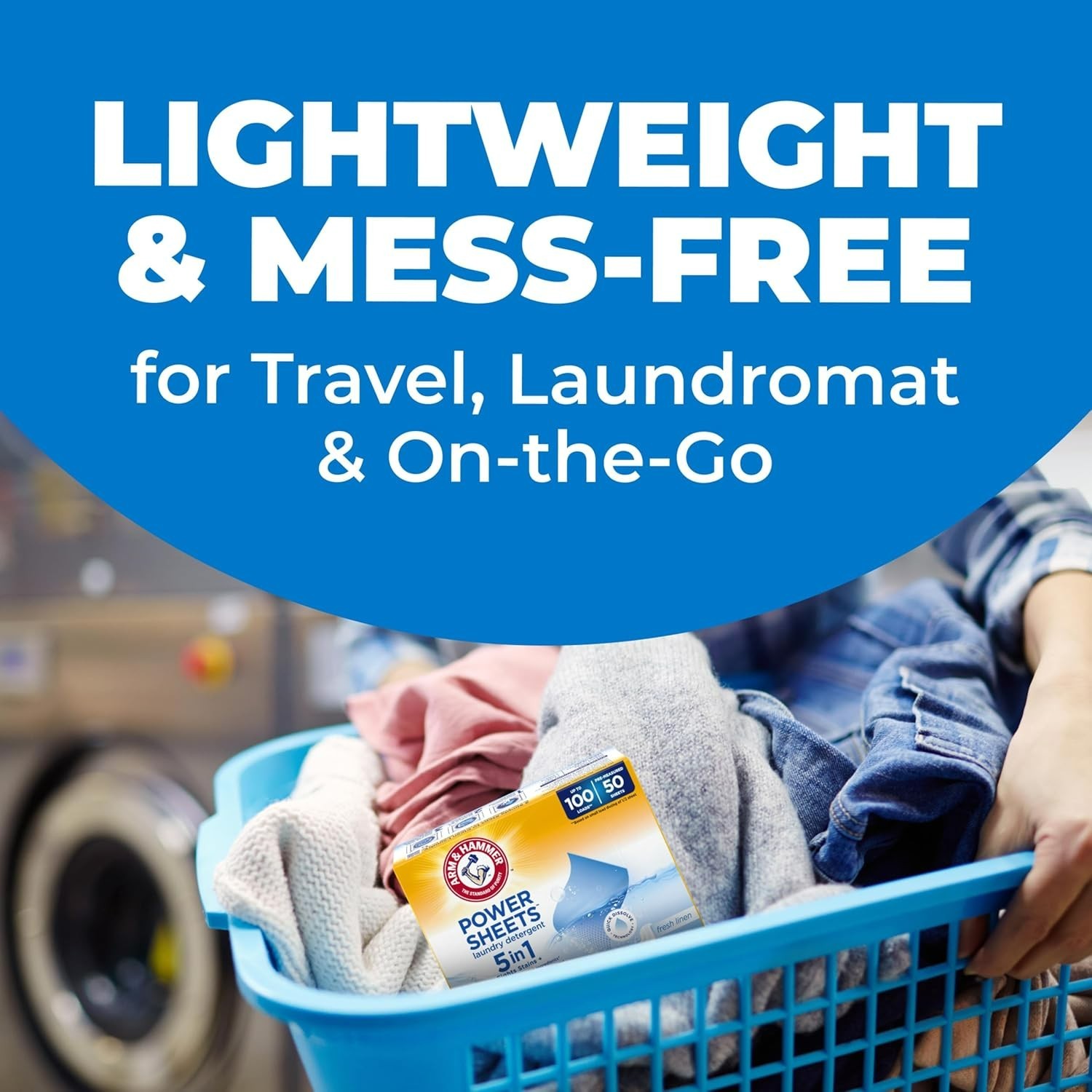 Arm & Hammer Power Sheets Laundry Detergent Fresh Linen 50ct up to 100 Loads