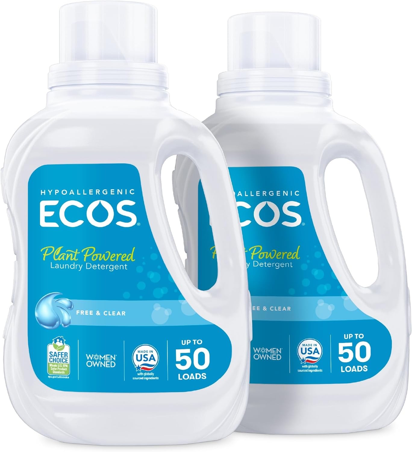 ECOS Laundry Detergent Liquid, 100 Loads – Dermatologist Tested Laundry Soap – H