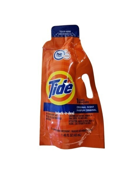 Tide Single Load Liquid Laundry Detergent Original Scent Travel Size HE Turbo X3