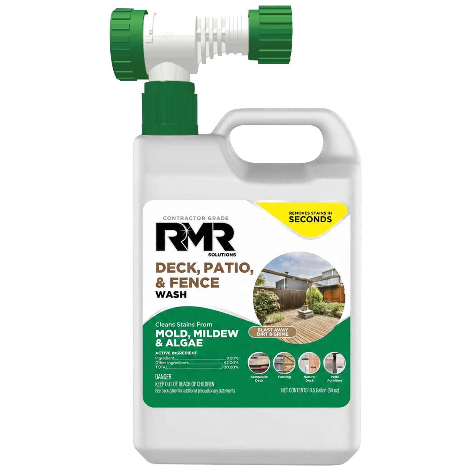 RMR Deck, Patio, & Fence Wash – Commercial-Grade Outdoor 64 Fl Oz (Pack of 1)