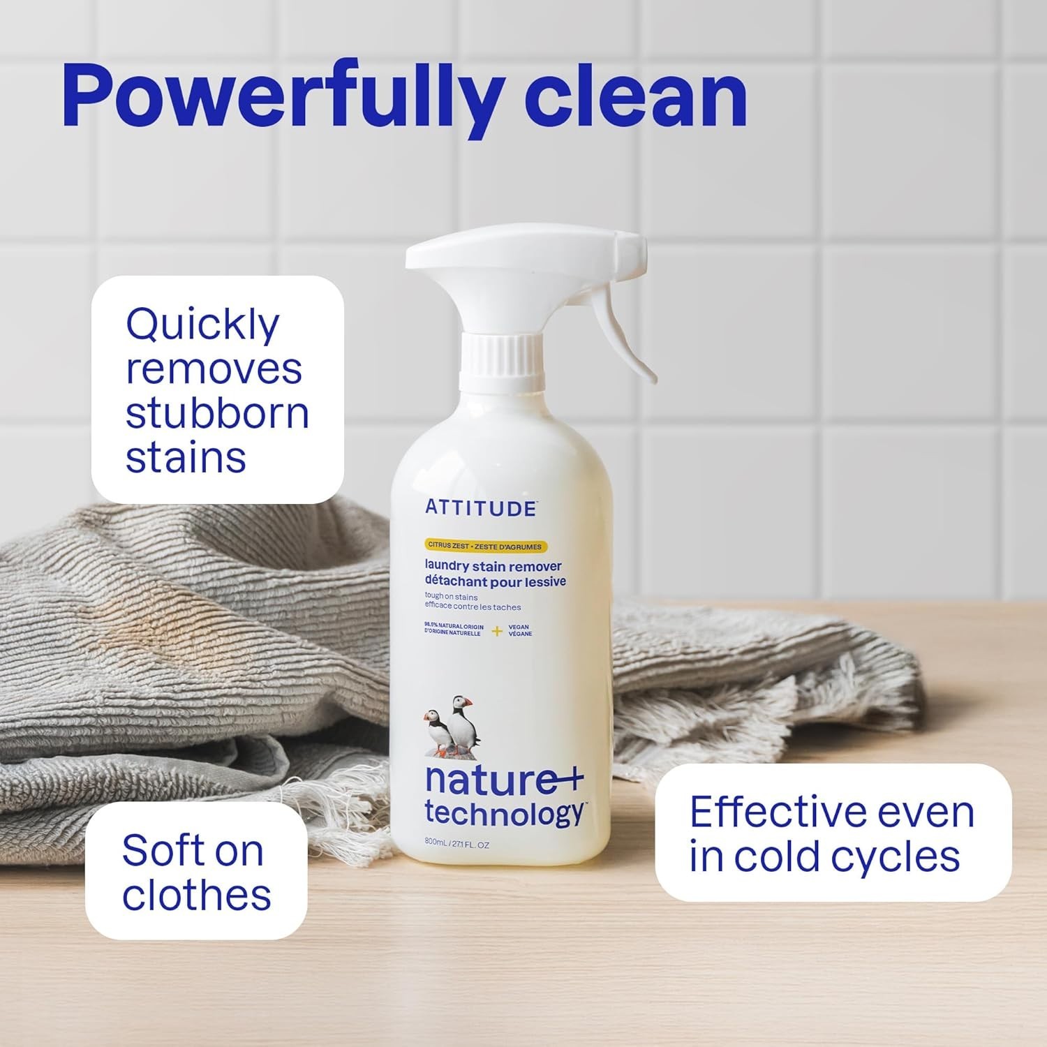 ATTITUDE Stain Remover Spray for Laundry, Removes Odors & Stains, Plant-Based…