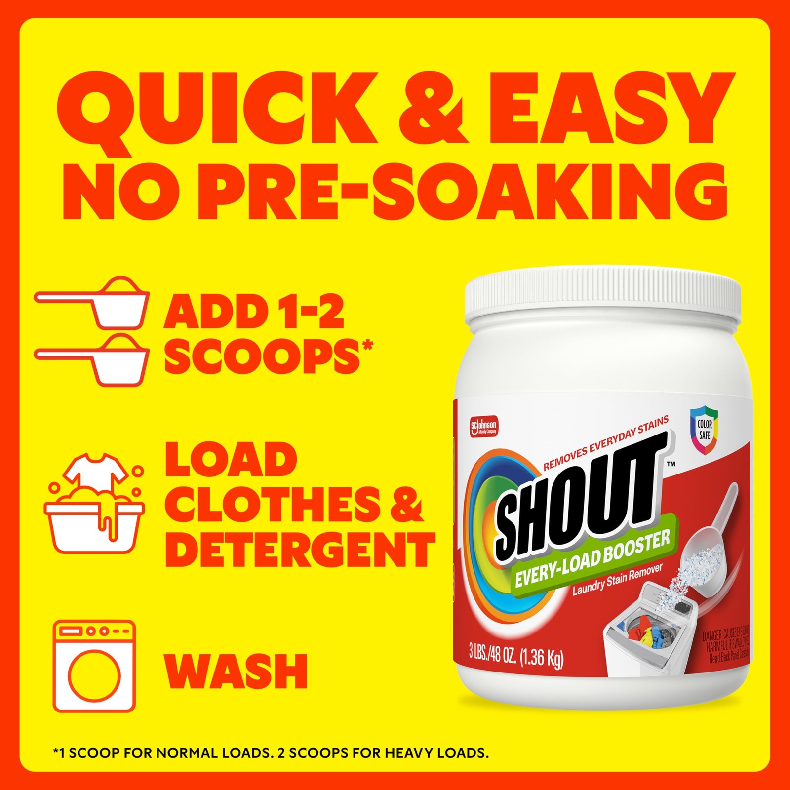 Shout In-Wash Every-Load Booster Laundry Stain 48 Ounce (Pack of 1), White
