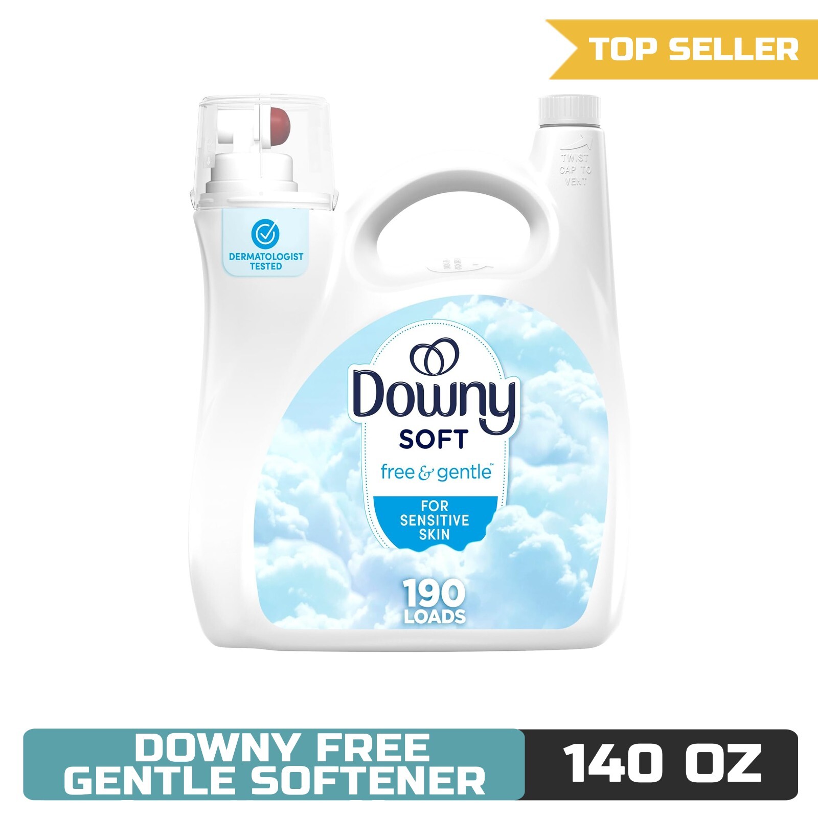Downy Free & Gentle Fabric Softener, Hypoallergenic, 140 fl oz, 190 Loads
