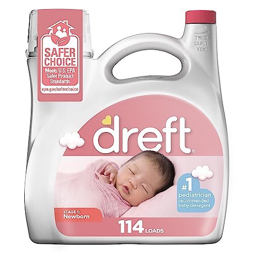 Dreft Stage 1: Newborn Baby Liquid Laundry Detergent, 114 loads, 165 fl oz