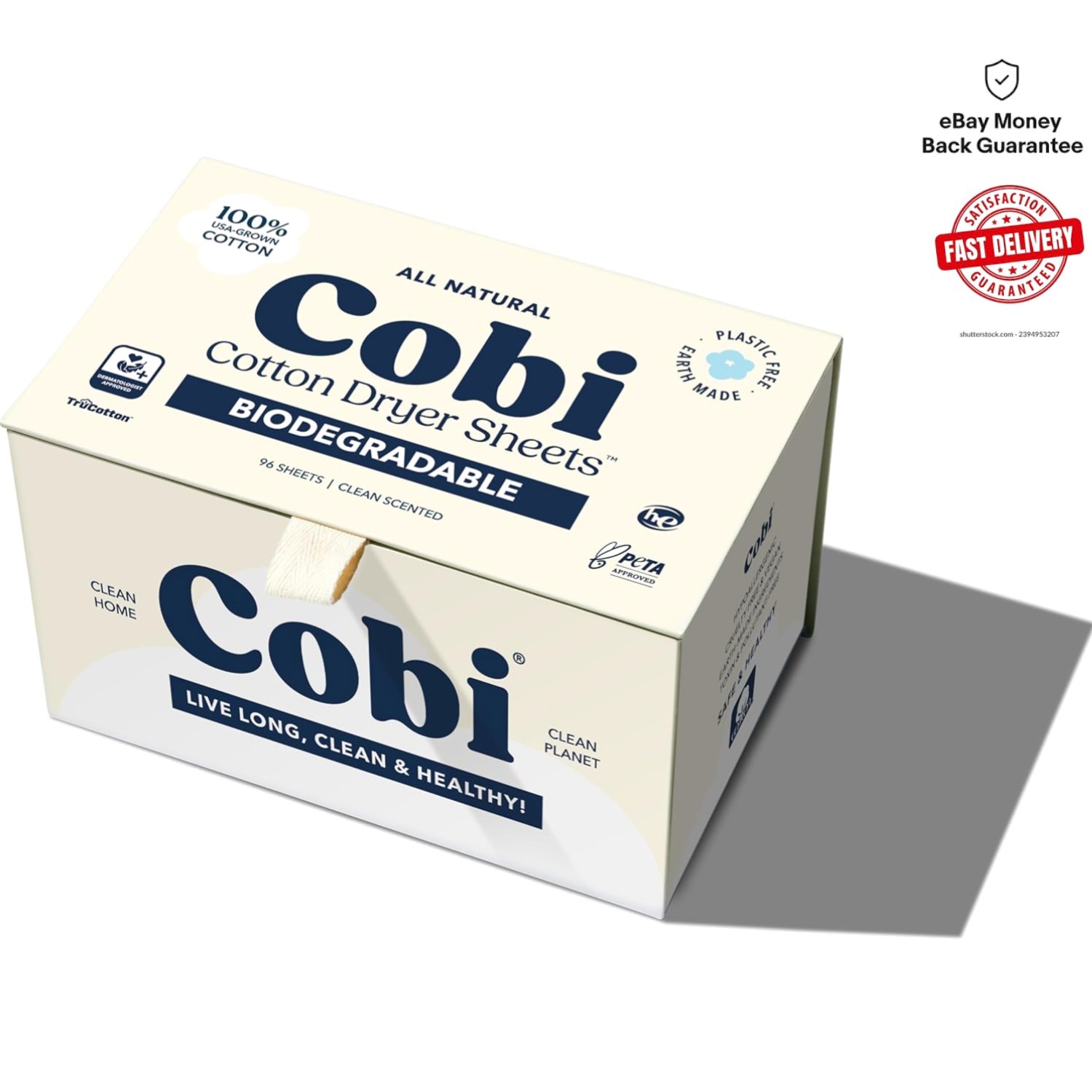 Cobi Biodegradable Non-Toxic Dryer Sheets, 96 Count – Unscented Cotton Luxury