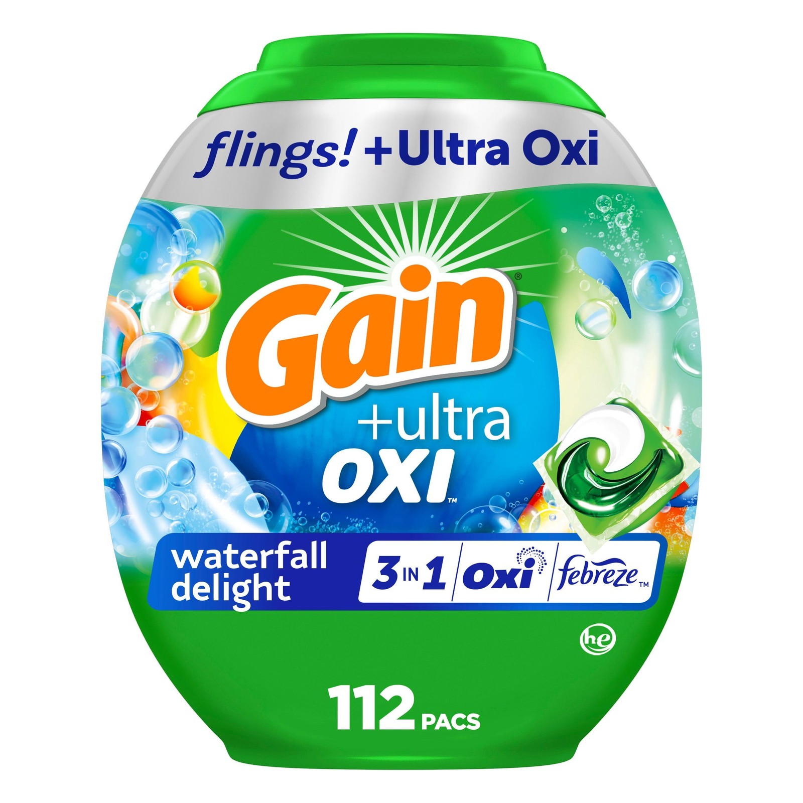 Gain Flings Ultra Oxi Laundry Detergent Pacs, 112 112 Count (Pack of 1)