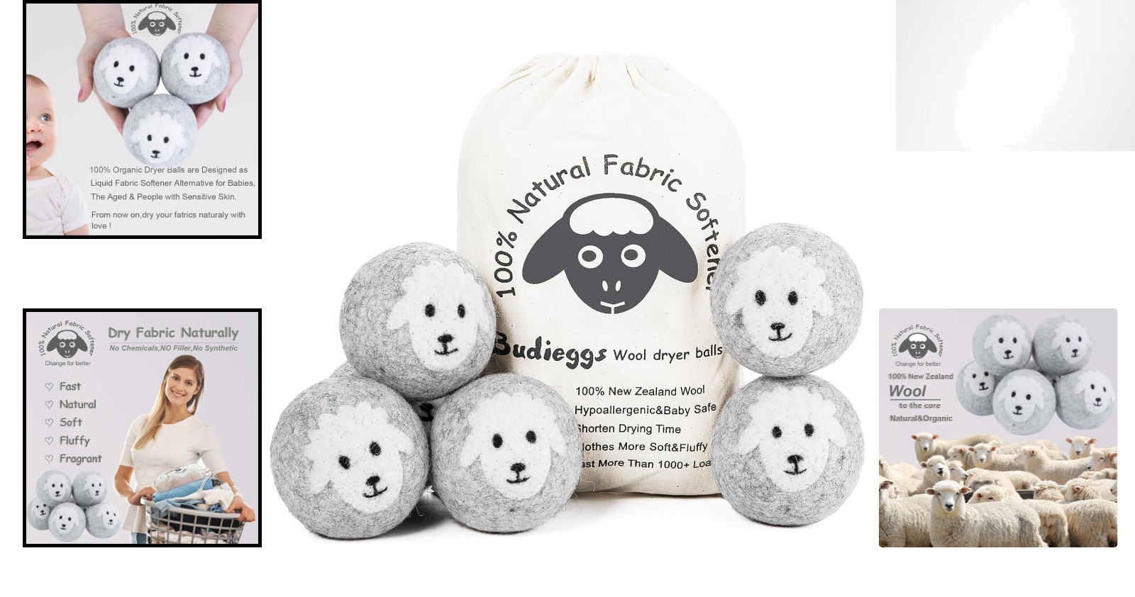 Hypoallergenic Wool Dryer Balls 6-Pack – Reduce Wrinkles & Shorten Drying Time