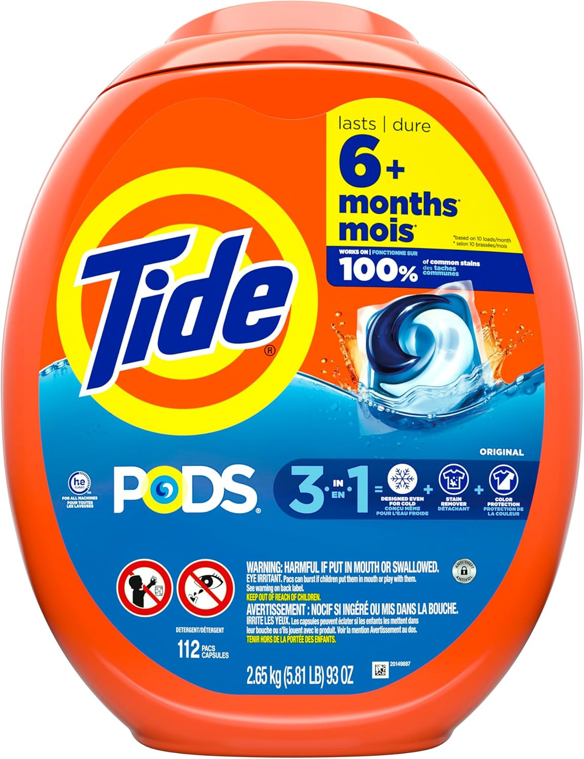 Tide PODS Laundry Detergent Pacs, 3-In-1 Stain Remover, Odor Fighter, Color Prot