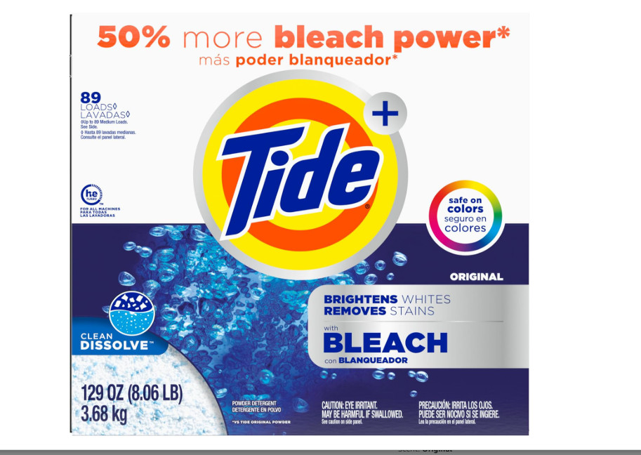 Tide Original Powder Laundry Detergent with Bleach 129 oz 89 Loads