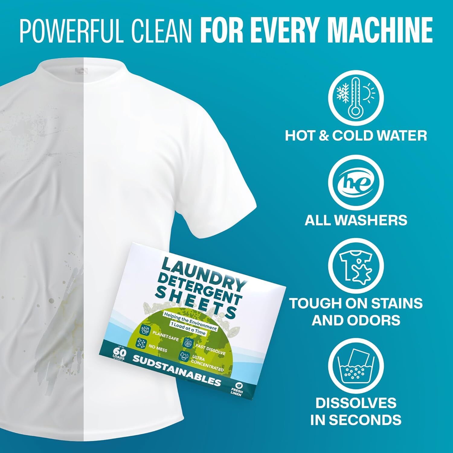 Laundry Detergent Sheets (60 Loads) – Eco Friendly Laundry Soap Detergent Strips