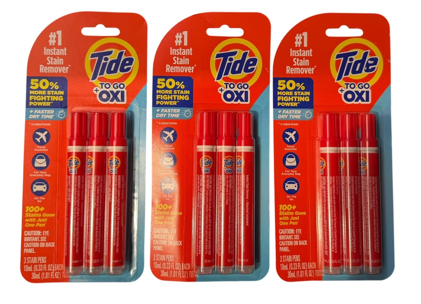 9 NEW Tide To Go Stain Remover + Oxi Clean Pens (3) 3 packs