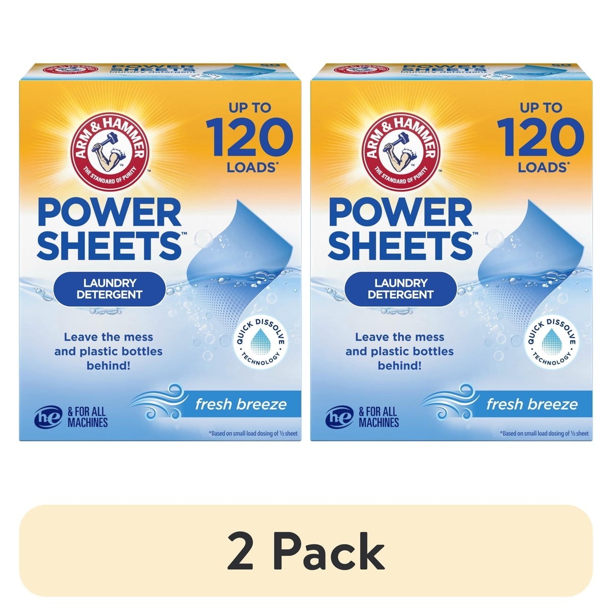 ARM & HAMMER Power Sheets Laundry Detergent 2 Pack 120 Ct