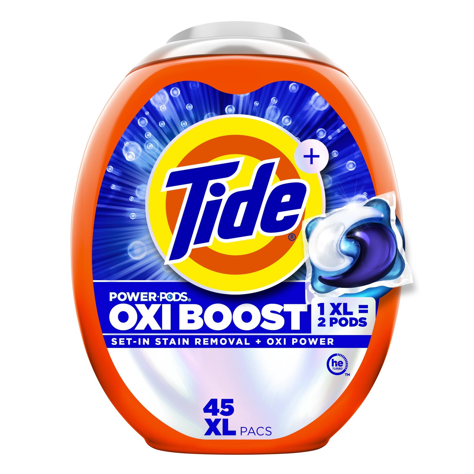 Tide Oxi Boost Power PODS Laundry Detergent Pacs, 45 45 Count (Pack of 1)