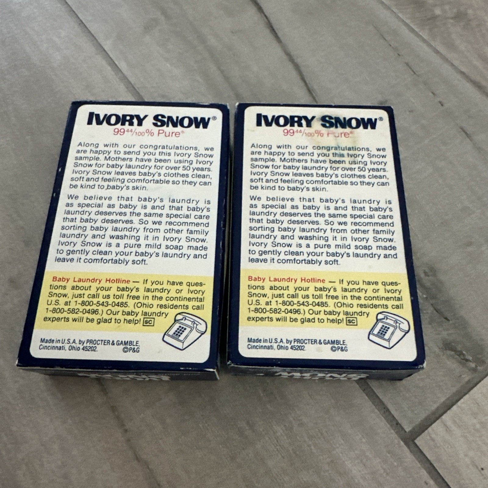 Ivory Snow 3.7oz Laundry Detergent Sample New Moms Baby Clothes Vintage 2 boxes