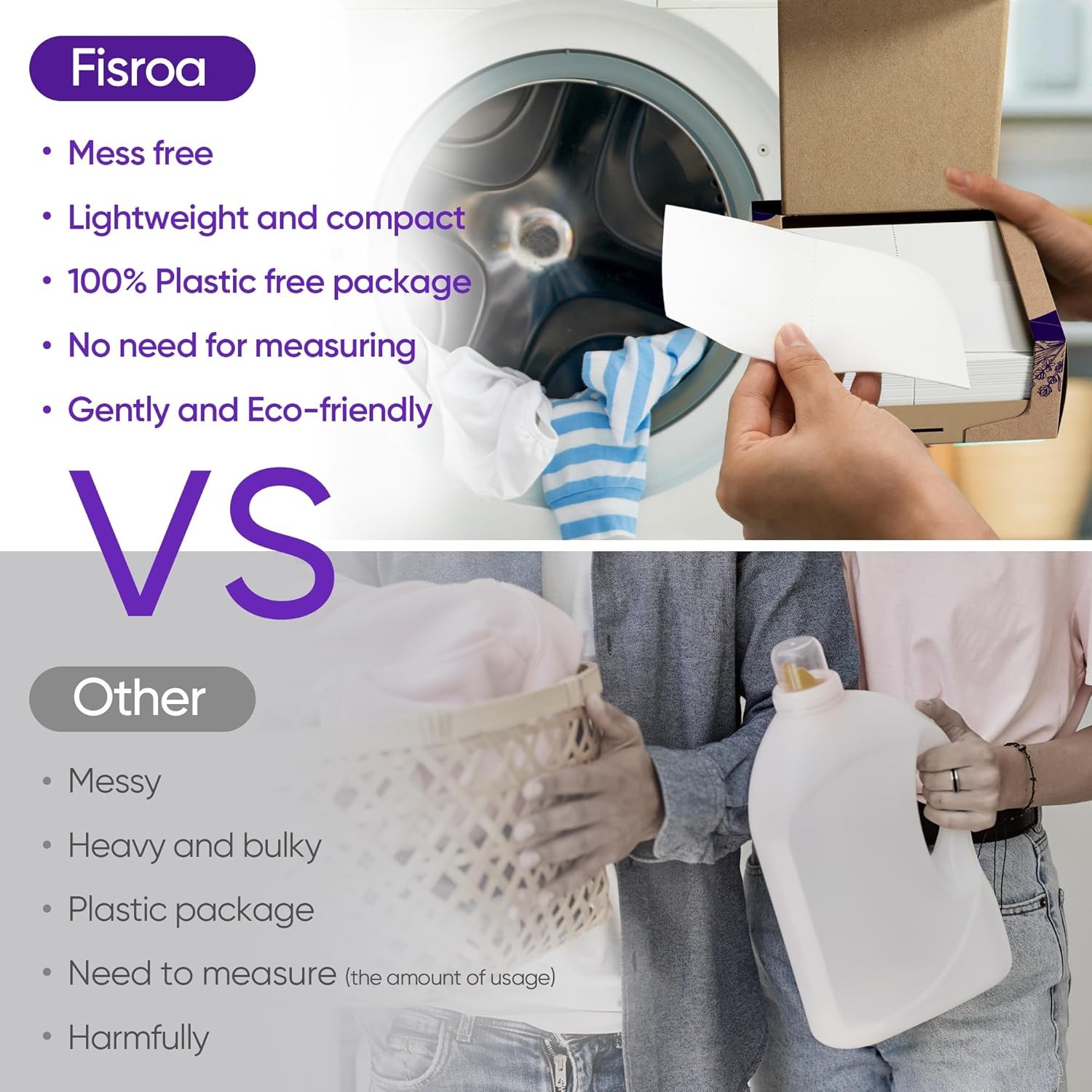 Lavender Laundry Detergent Sheets Travel Eco-friendly 300 Loads Fisroa Clothes W