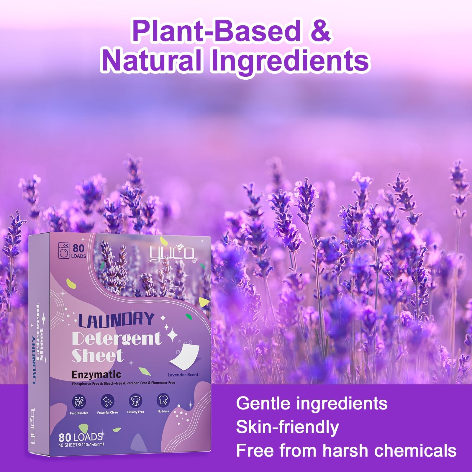 Laundry Detergent Sheets Lavender Scent 80 Loads Eco Friendly Laundry Soap Washe