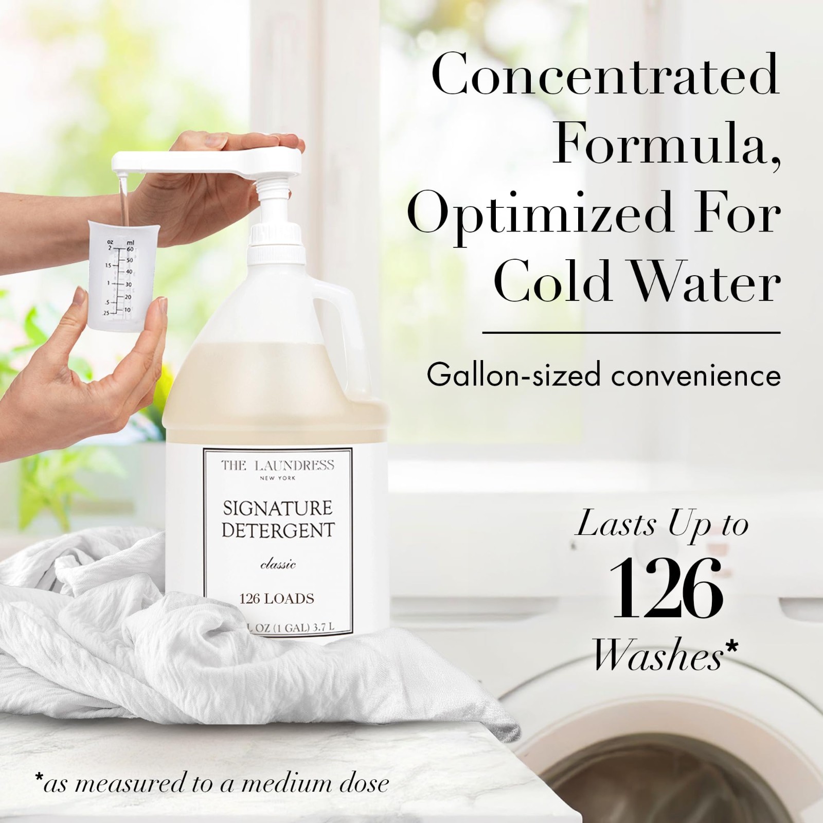 Luxury Laundry Detergent Gallon with Pump, Classic Fragrance, 126 Loads, Triple
