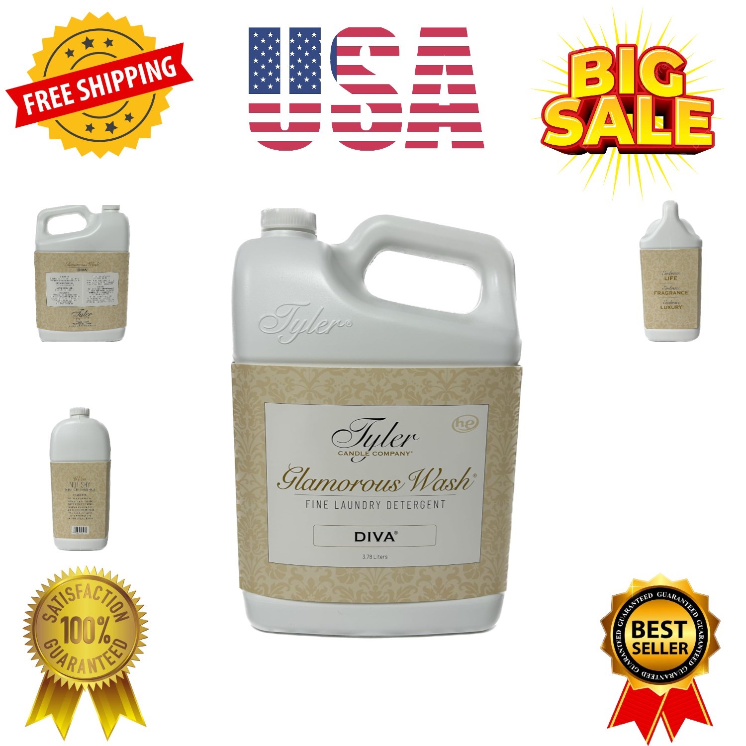 Tyler Gallon Glam Wash Laundry Detergent, Diva 128 Fl Oz Pack of 1