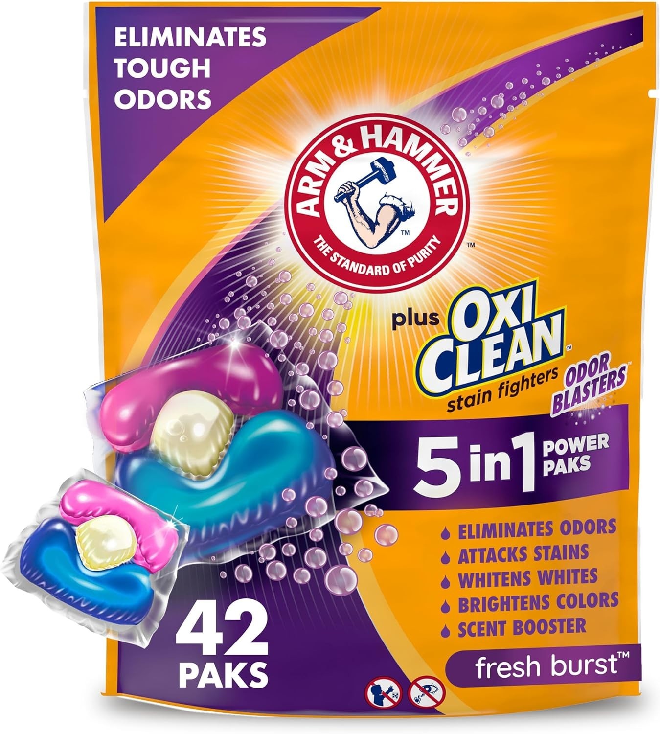 Plus OxiClean Odor Blasters 42 Count Pak: 5-in-1 Laundry Power with Fresh Burst