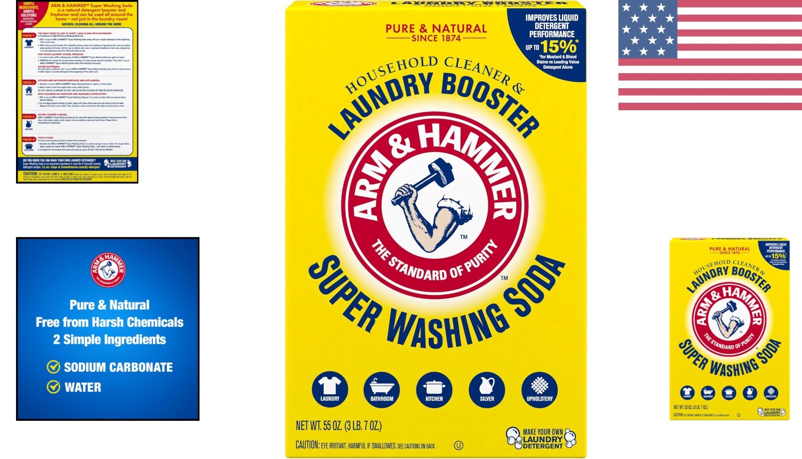 55 oz Fragrance-Free Washing Soda – Superior Odor Neutralizer & Stain Remover