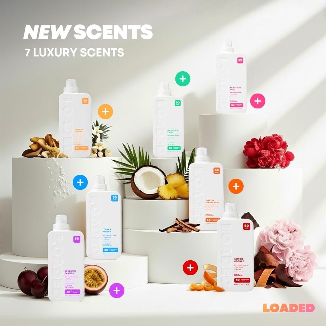 Laundry Detergent Luxury Cologne & Perfume Scented 50 Loads Coconut & Palm