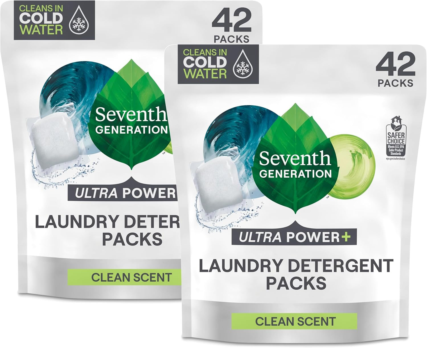 Seventh Generation Laundry Detergent Packs Ultra Power+ 42ct 2-Pack 84 Loads