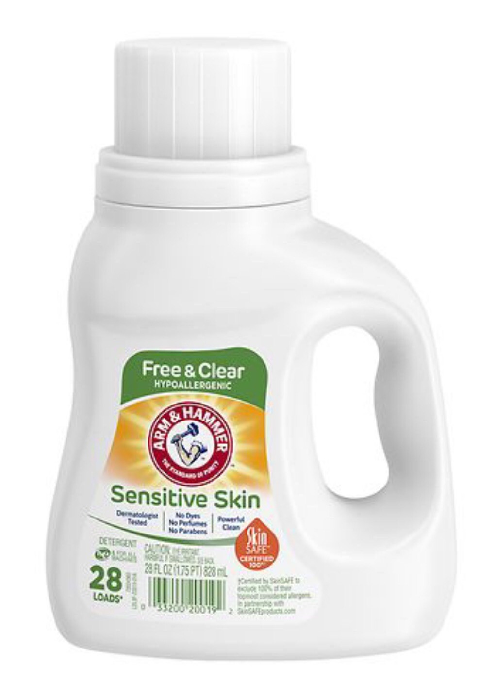 Arm & Hammer laundry detergent Free & Clear Sensitive Skin 28Loads (28 Oz/828ml)