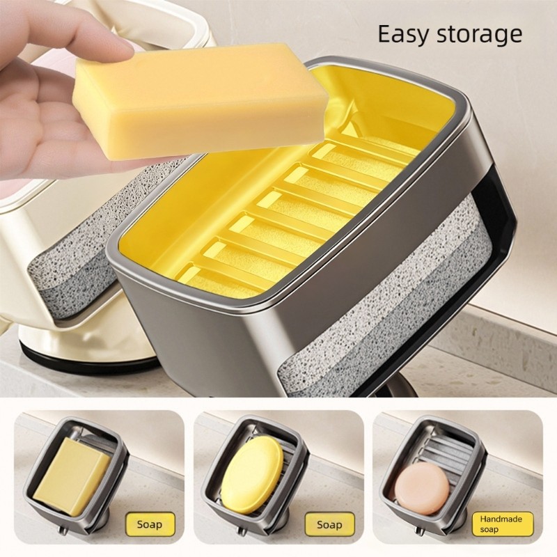 Multifunctional Suction Cup Soap Holder Storage Tray Bathroom Soap Dish Holder