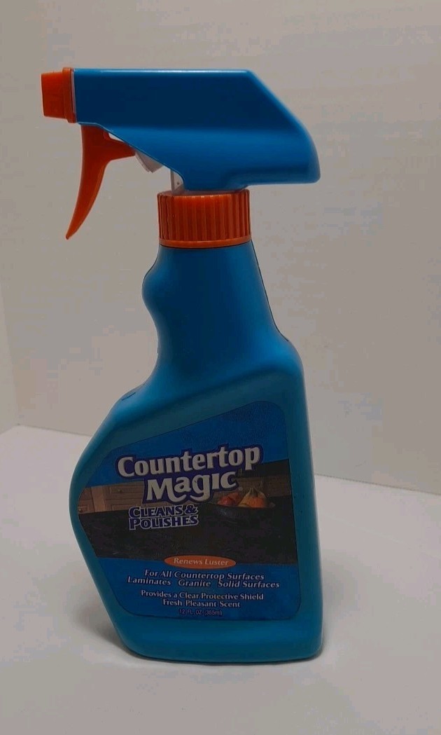 Vintage Countertop Magic Cleaner Renews Luster 12oz Blue Orange Bottle
