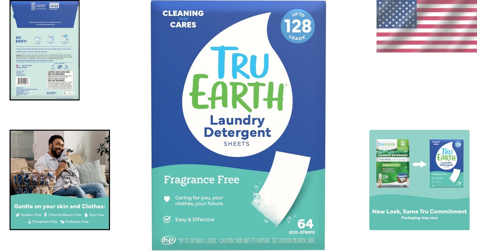 Fragrance-Free Eco Laundry Strips – 64 Load Compact Detergent for Sensitive Skin