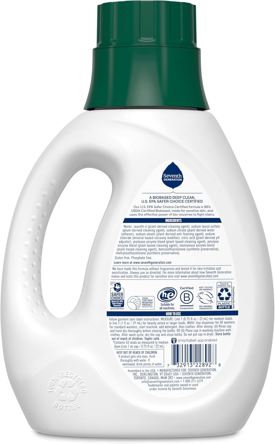 Concentrated Liquid Laundry Detergent, 40 oz for Sensitive Skin & Stain Removal