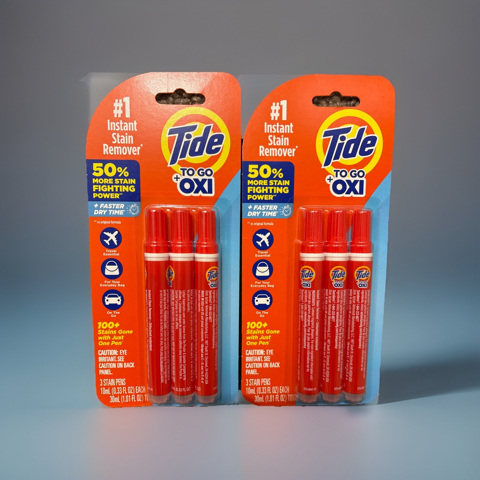 Lot of 2 Tide To Go Oxi Stain Remover Stick Pen 3 pack 0.33 fl oz each