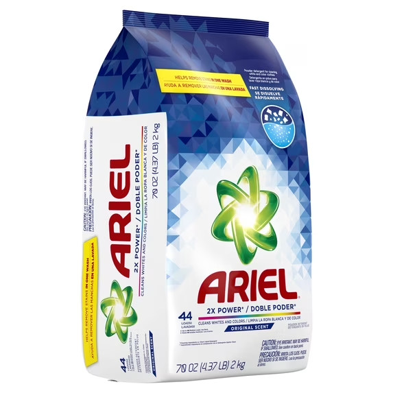 Ariel Laundry Detergent Powder, Original Scent, 70 oz, 44 Loads