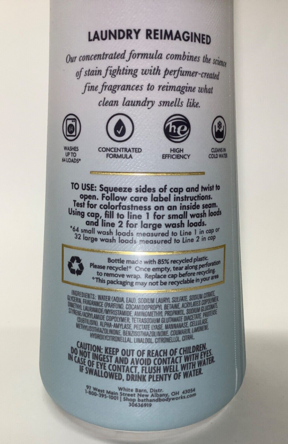 Bath & Body Works Fresh Blue Sky HE Laundry Detergent Mint Juniper Lavender 32