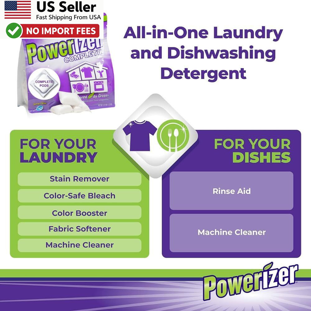 Powerizer Complete Multipurpose Cleaning Pods Laundry and Dishwasher FROM USA