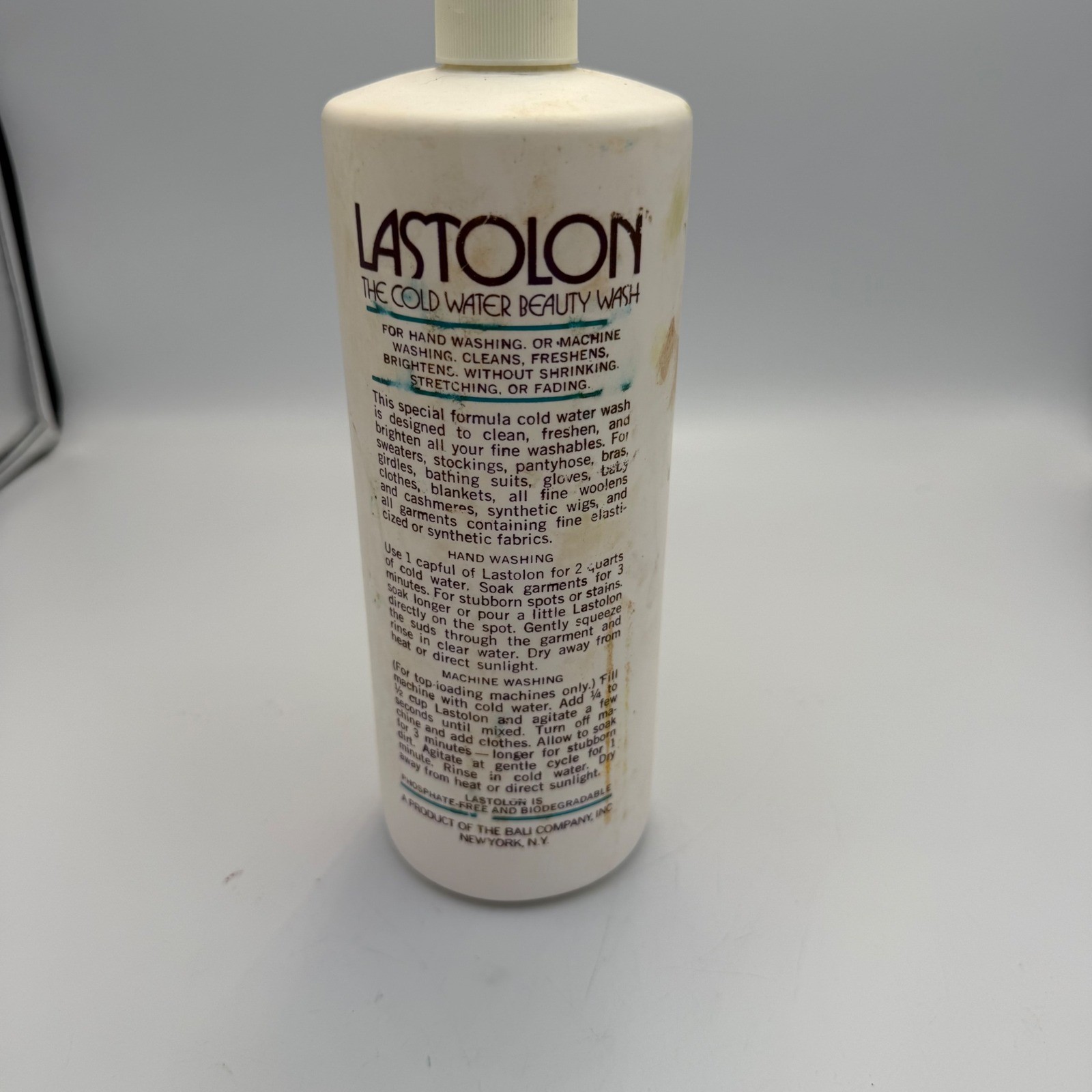 Vintage 60s Bali Lastolon Cold Water Beauty Wash Fine Fabric Detergent 32oz