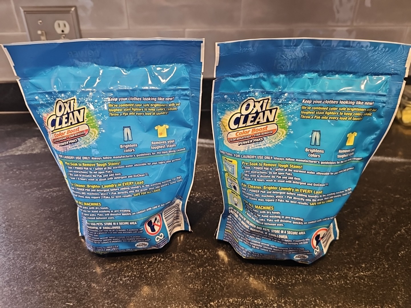 Lot 2 OxiClean Color Boost Color Brightener Stain Remover Power Paks 10 Ct