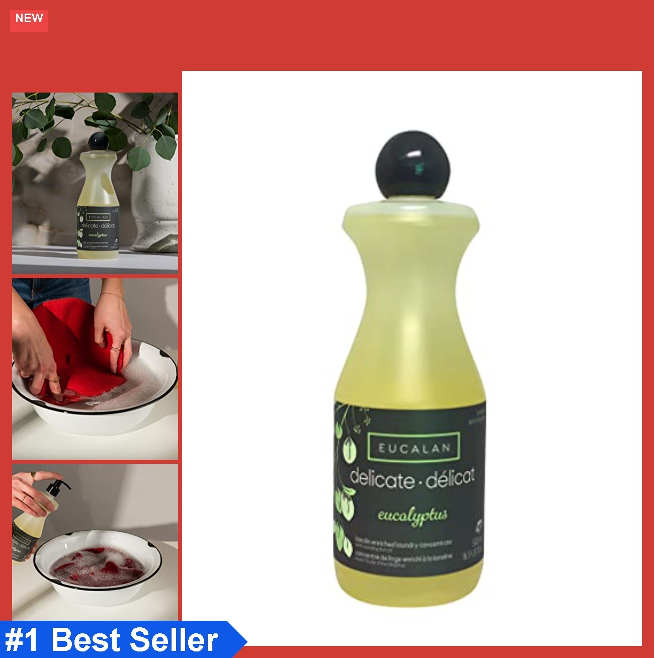Fine Fabric Wash Liquid Detergent Eucalyptus Lanolin Biodegradable Concentrated