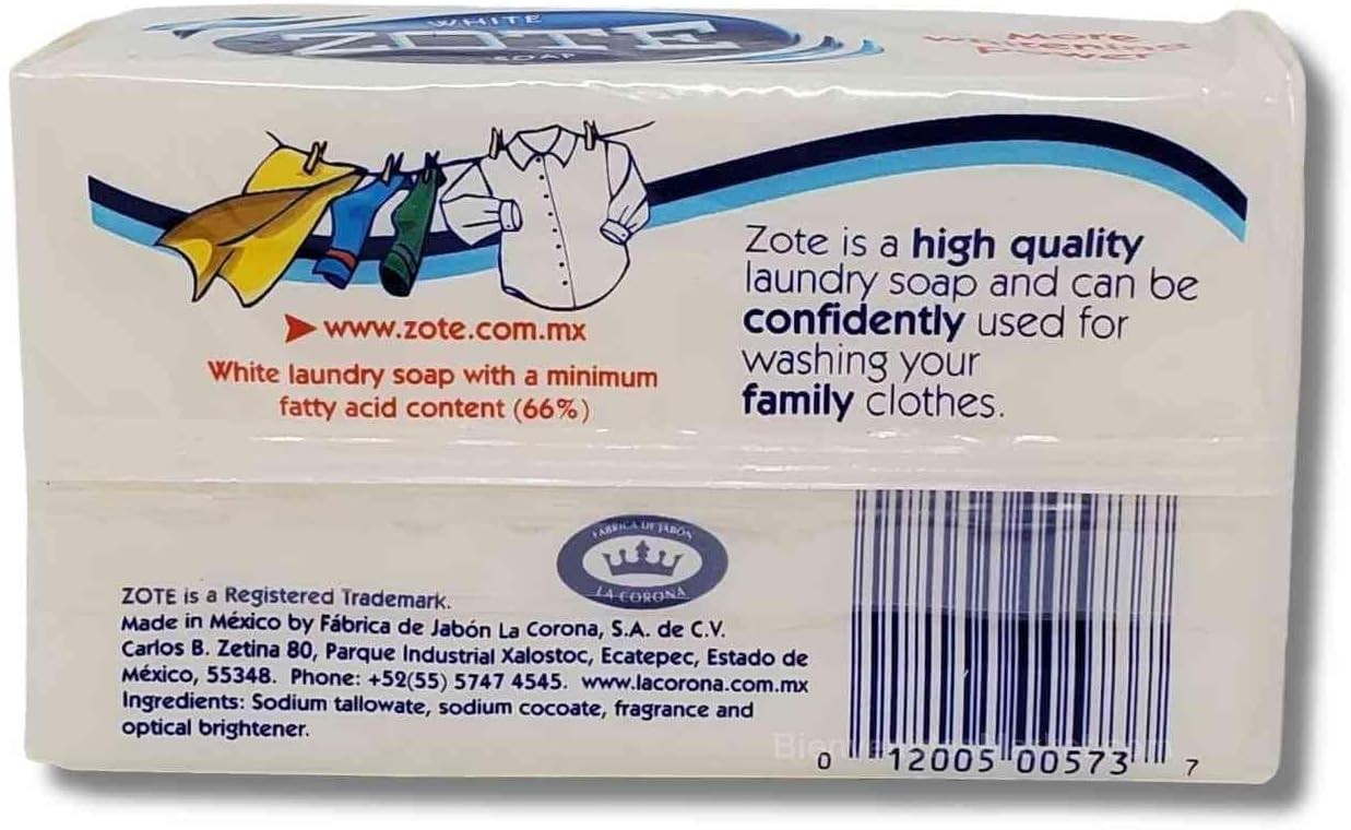 Zote White 2 Bar Laundry Soap Washing Clothes Detergent 7 oz